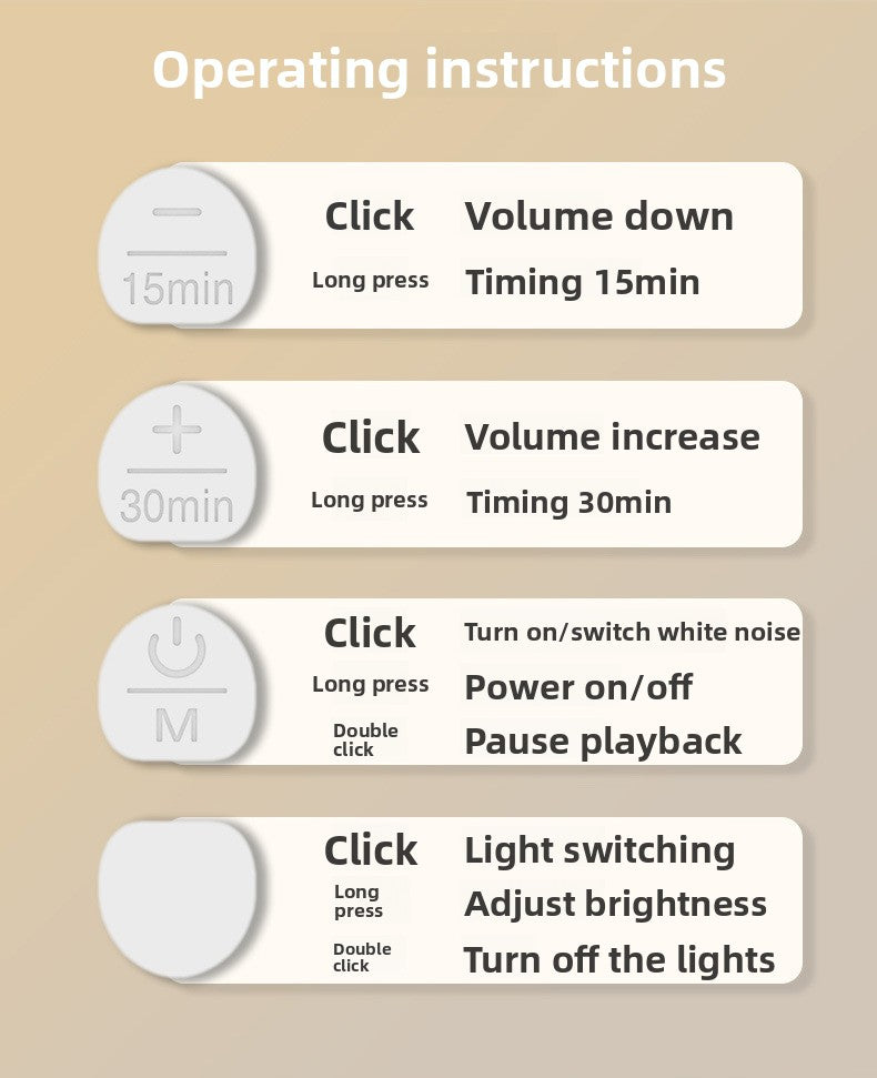 Sleep device with white noise for children to wake up at night and feed them.