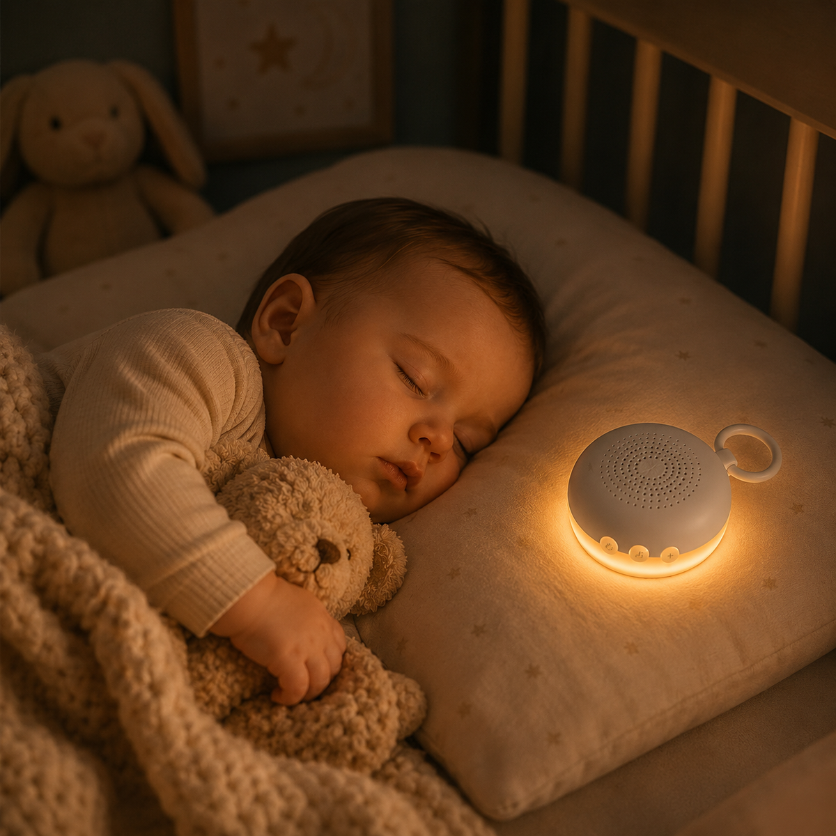 Portable Baby White Noise Machine with Bluetooth & Cry Sensor – Rechargeable Sleep Aid for Newborns