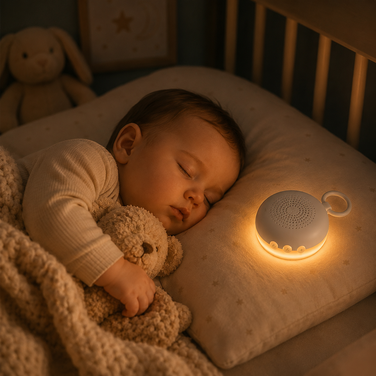 Portable Baby White Noise Machine with Bluetooth & Cry Sensor – Rechargeable Sleep Aid for Newborns